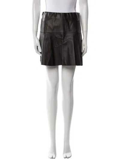 Pre-owned Vince Leather Mini Skirt In Black