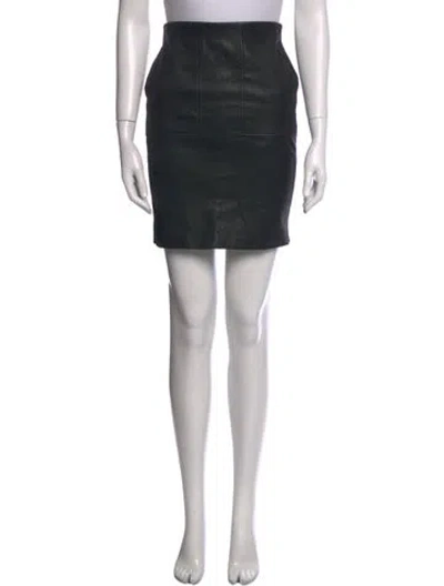 Pre-owned Vince Leather Mini Skirt In Black