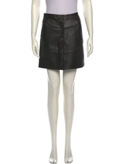 Pre-owned Vince Leather Mini Skirt In Black