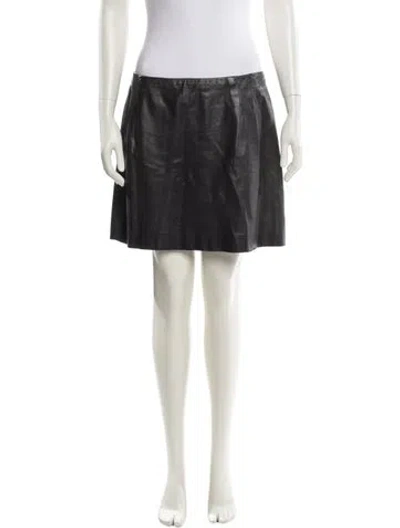 Pre-owned Vince Leather Mini Skirt In Black