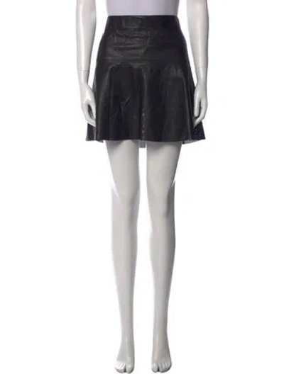 Pre-owned Vince Leather Mini Skirt In Black