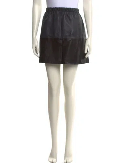 Pre-owned Vince Leather Mini Skirt In Black