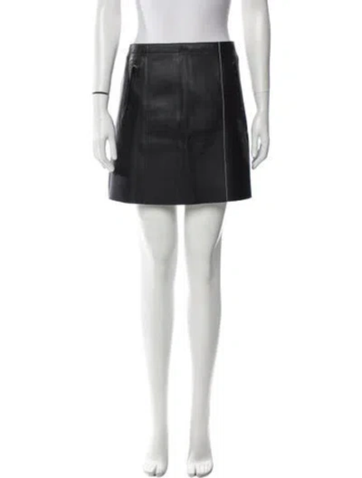 Pre-owned Vince Leather Mini Skirt In Black