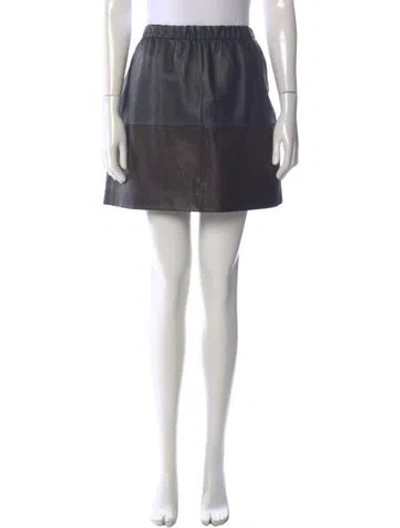 Pre-owned Vince Leather Mini Skirt In Black