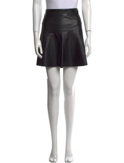 Pre-owned Vince Leather Mini Skirt In Black