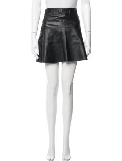 Pre-owned Vince Leather Mini Skirt In Black