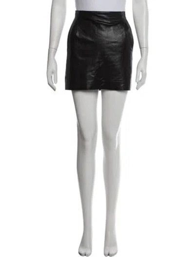 Pre-owned Vince Leather Mini Skirt In Black