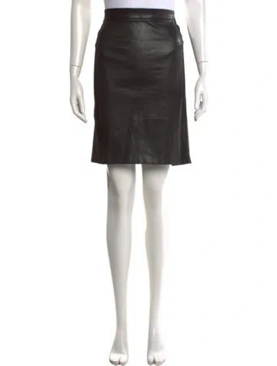 Pre-owned Vince Leather Mini Skirt In Black