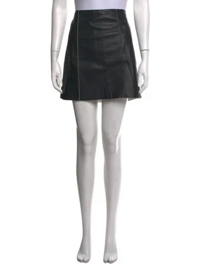 Pre-owned Vince Leather Mini Skirt In Black