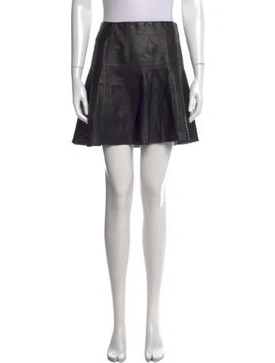 Pre-owned Vince Leather Mini Skirt In Black