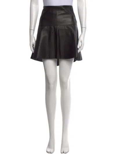 Pre-owned Vince Leather Mini Skirt In Black