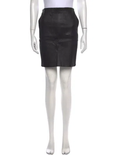Pre-owned Vince Leather Mini Skirt In Black