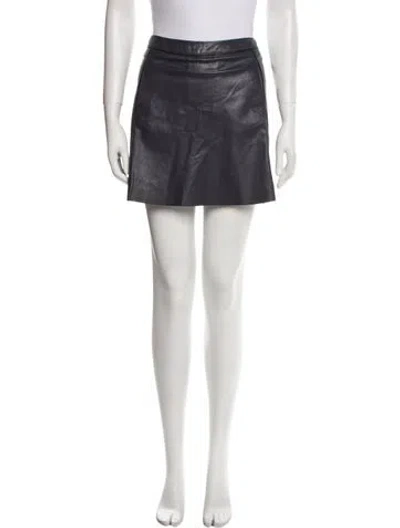 Pre-owned Vince Leather Mini Skirt In Blue