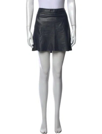 Pre-owned Vince Leather Mini Skirt In Blue