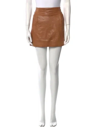 Pre-owned Vince Leather Mini Skirt In Brown