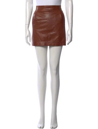 Pre-owned Vince Leather Mini Skirt In Brown