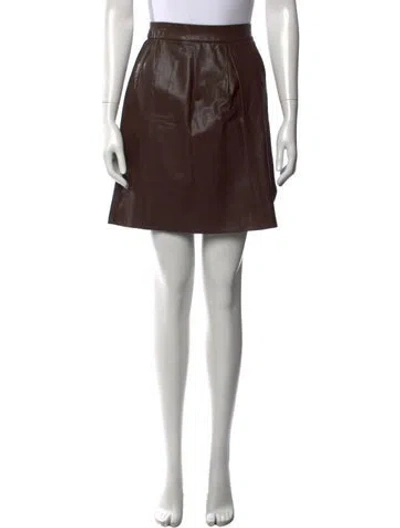 Pre-owned Vince Leather Mini Skirt In Brown
