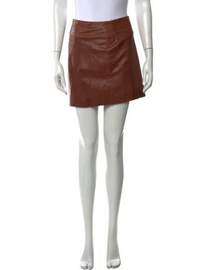 Pre-owned Vince Leather Mini Skirt In Brown