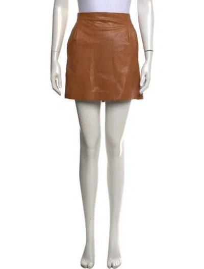 Pre-owned Vince Leather Mini Skirt In Brown