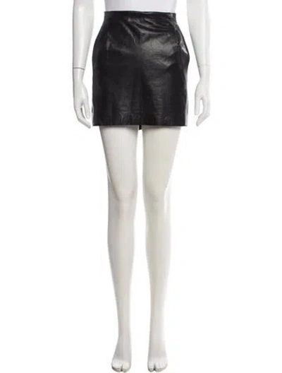 Pre-owned Vince Leather Mini Skirt In Gray