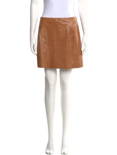 Pre-owned Vince Leather Mini Skirt In Neutral