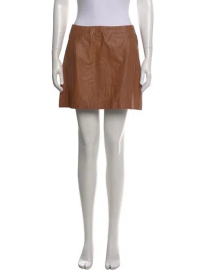 Pre-owned Vince Leather Mini Skirt In Neutral
