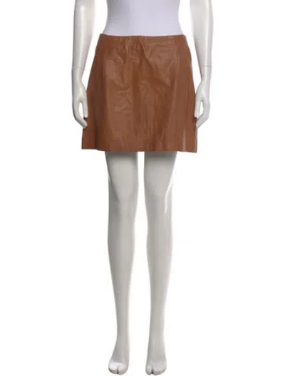 Pre-owned Vince Leather Mini Skirt In Neutrals