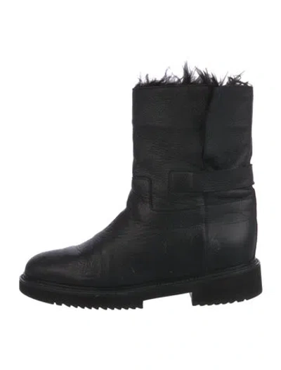 Pre-owned Vince Leather Moto Boots In Black
