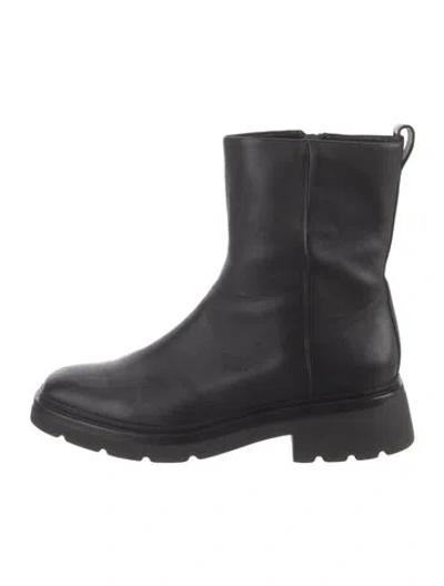 Pre-owned Vince Leather Moto Boots In Black