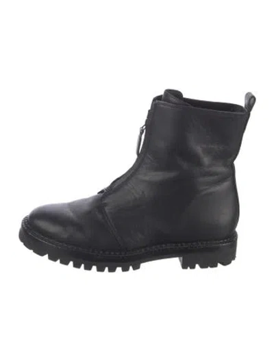 Pre-owned Vince Leather Moto Boots In Black