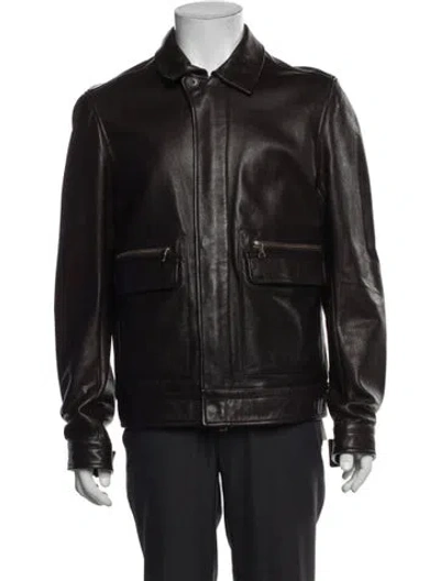 Pre-owned Vince Leather Moto Jacket In Brown