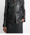 Vince Leather Biker Jacket In Black
