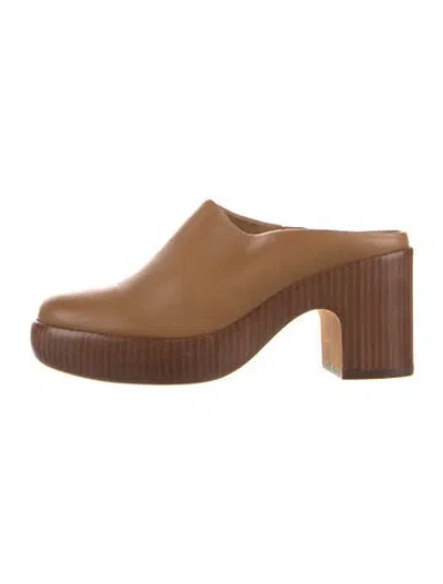 Pre-owned Vince Leather Mules In Neutral