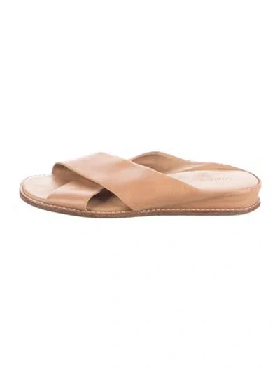 Pre-owned Vince Leather Mules In Neutral