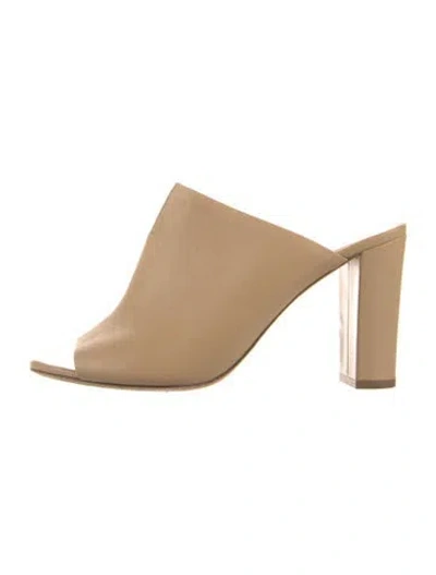 Pre-owned Vince Leather Mules In Neutral