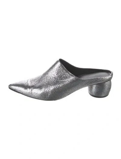 Pre-owned Vince Leather Mules In Silver