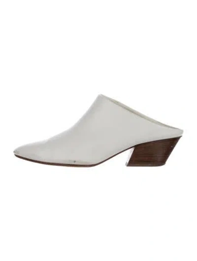 Pre-owned Vince Leather Mules In White