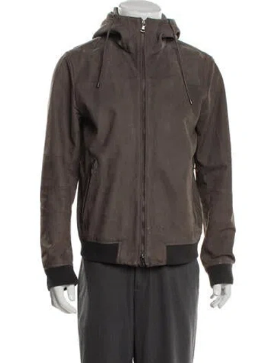 Pre-owned Vince Leather Parka In Gray