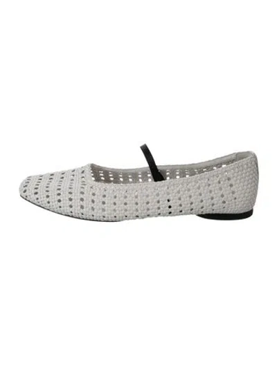Pre-owned Vince Leather Patterned Ballet Flats In Metallic/silver