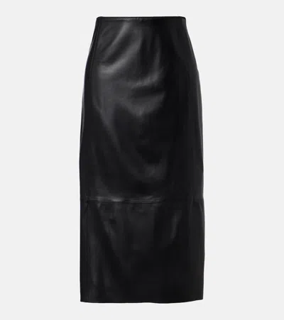 Vince Leather Pencil Skirt In Black
