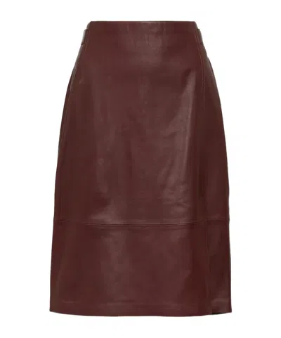 Vince Leather Pencil Skirt In Brown