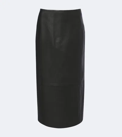 Vince Leather Pencil Skirt In Black