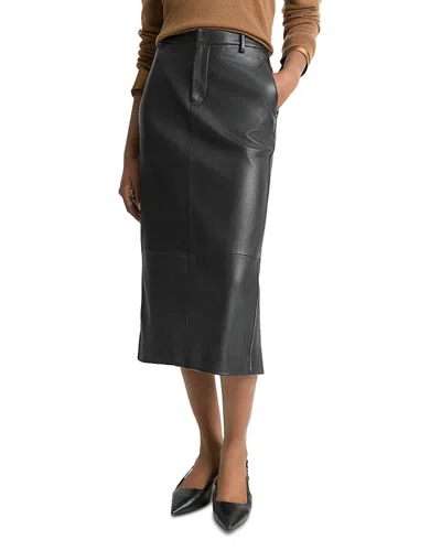 Vince Leather Pencil Skirt In Vintage Black