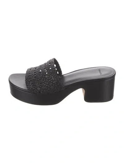 Pre-owned Vince Leather Printed Slides In Black