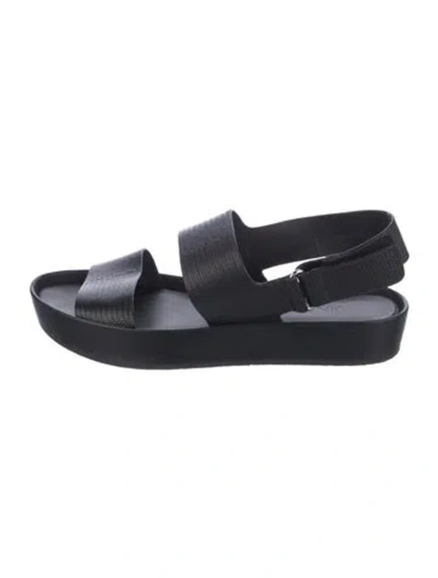 Pre-owned Vince Leather Printed Slingback Sandals In Black