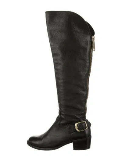 Pre-owned Vince Leather Riding Boots In Black