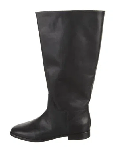 Pre-owned Vince Leather Riding Boots In Black