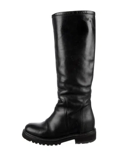 Pre-owned Vince Leather Riding Boots In Black