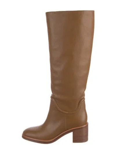 Pre-owned Vince Leather Riding Boots In Brown