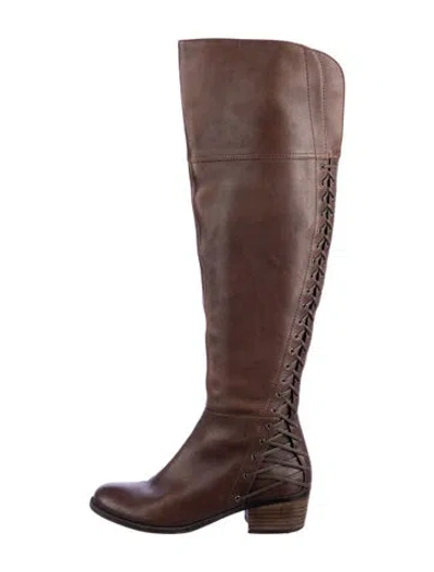 Pre-owned Vince Leather Riding Boots In Brown